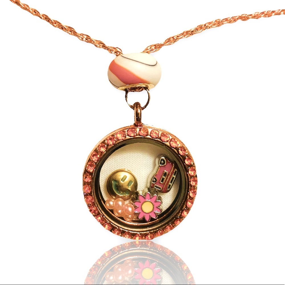HIPPIE HAPPY boutique charm circle locket pendant necklace + FREE CHARM EXTRAS!